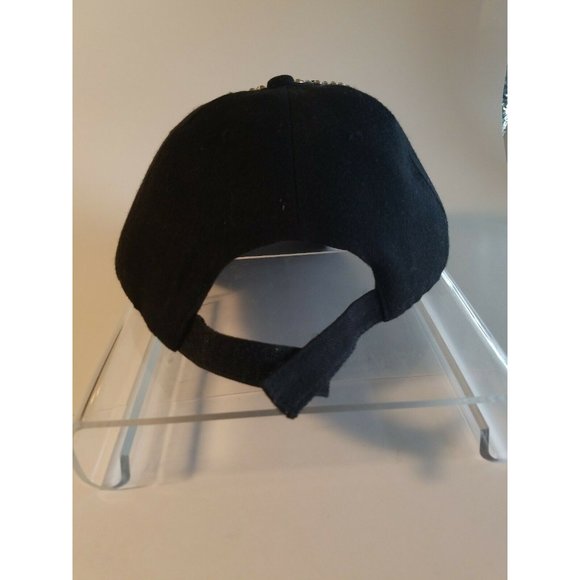 Embellished Jeweled Baseball Hat Cap Black/Silver stripes adjustable strapback - Picture 6 of 9